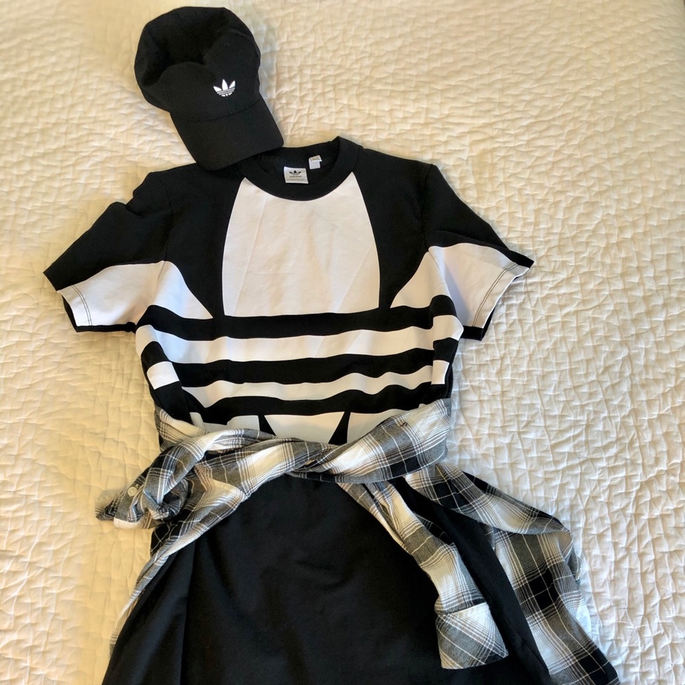 Adidas Oversized Tee Shirt Dress, Black, Size L
